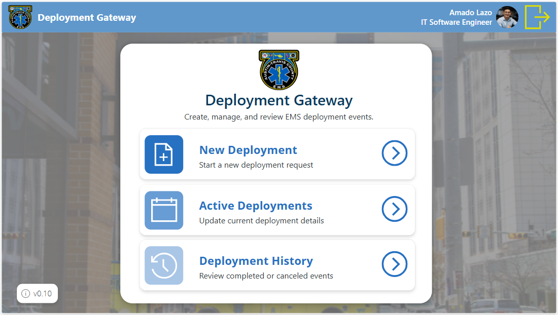 EMS Deployment Gateway Power App interface screenshot