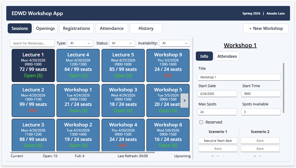 EMS Lecture Workshop Power App interface screenshot